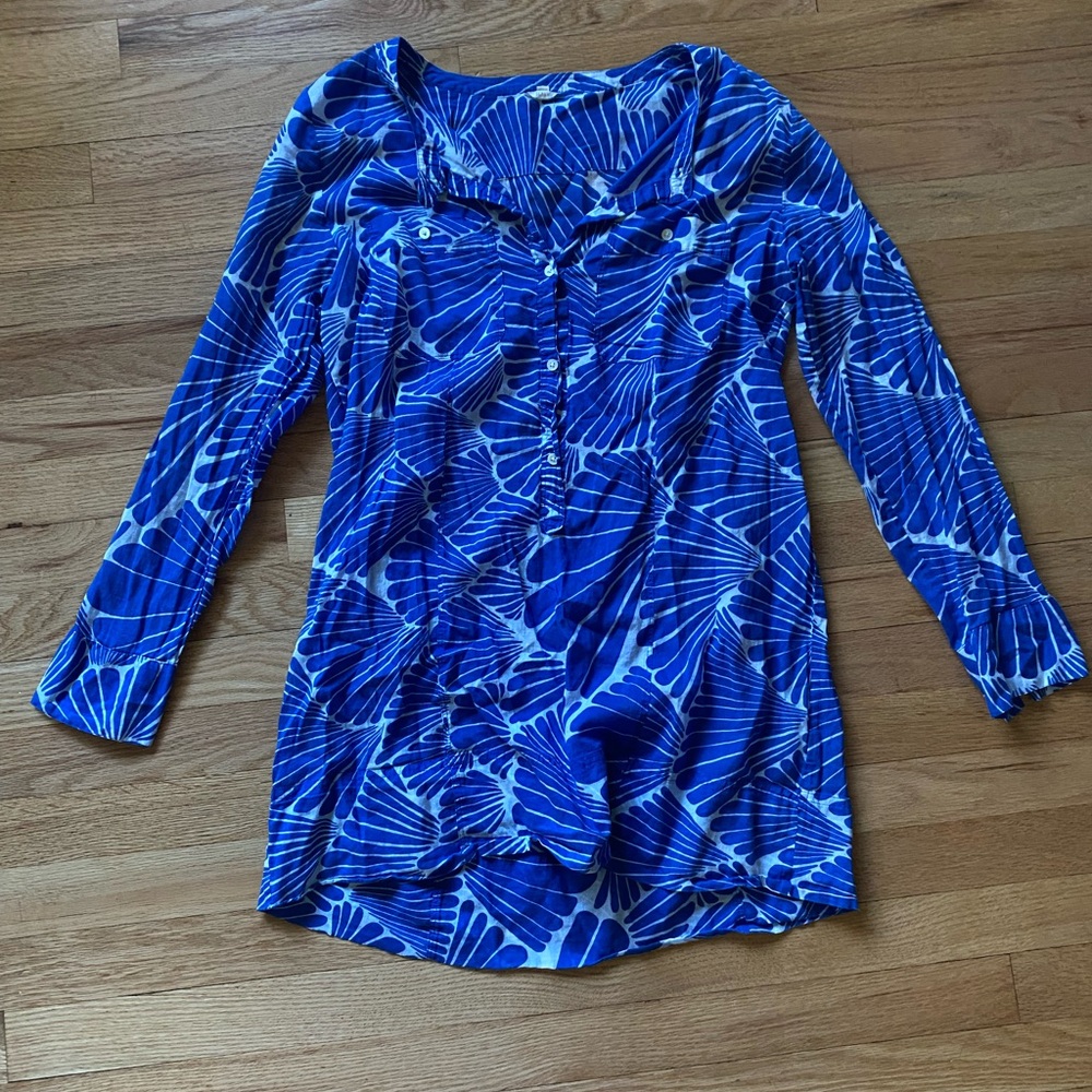 Blue Patterned J Crew Women's Top